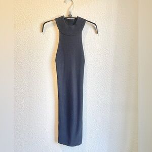 ASOS Women’s Black Ribbed Knit Racer Back Dress with Ring Back, Size 2